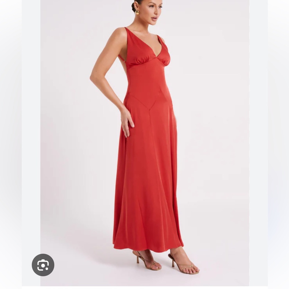 NWT Kamala red satin meshki dress